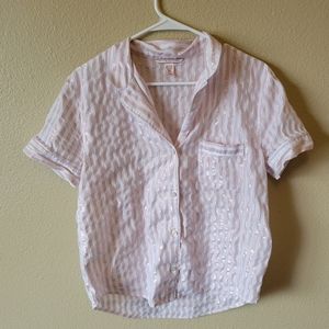 Victoria's Secret half sleeve cotton metallic stripe night shirt, S